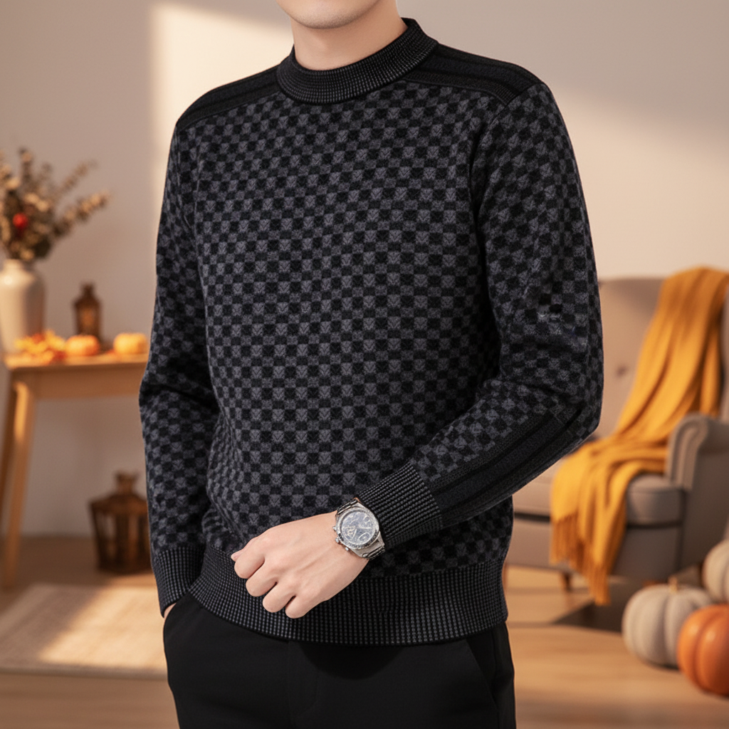 Men's Ribbed Trim Crew Neck Jumper