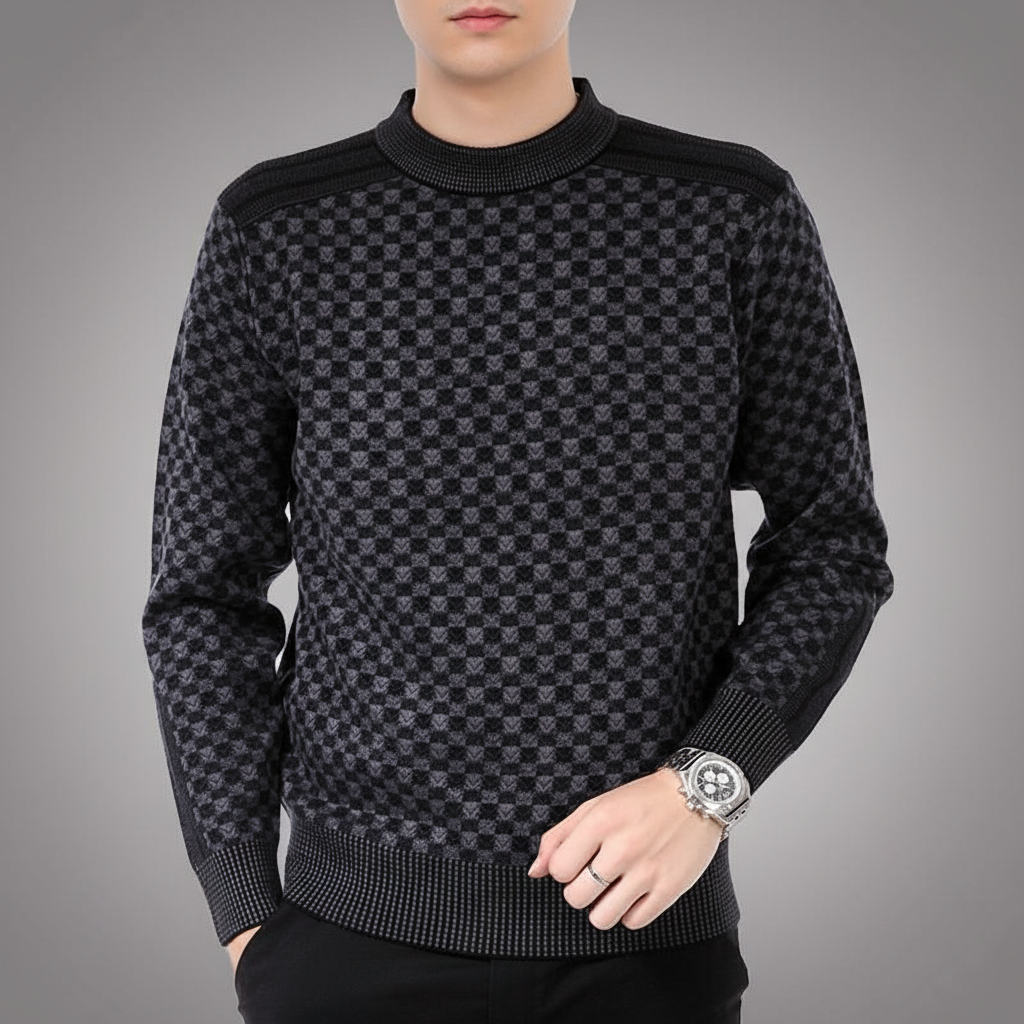 Men's Ribbed Trim Crew Neck Jumper
