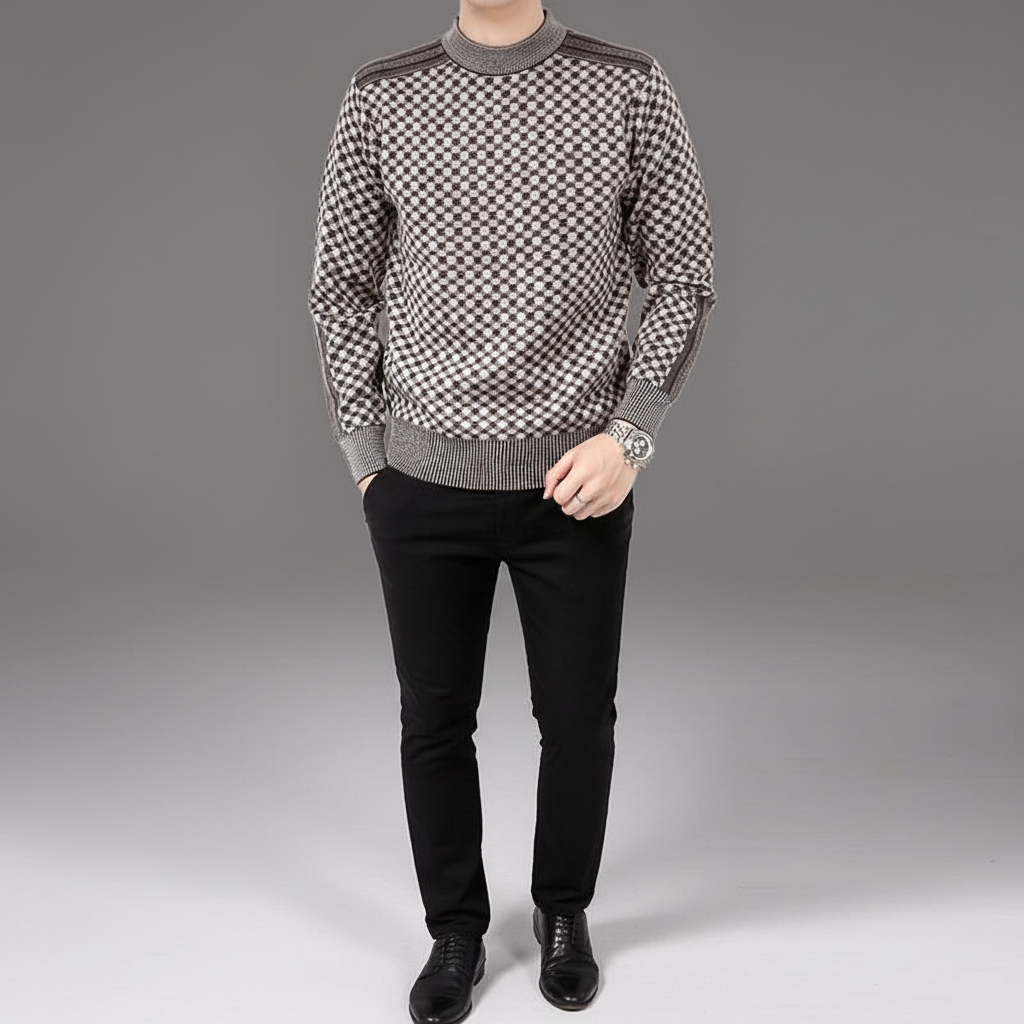 Men's Ribbed Trim Crew Neck Jumper