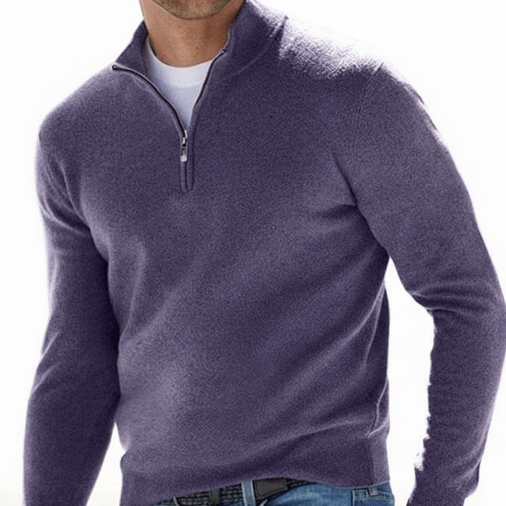 Men's Ribbed Collar Quarter Zip Jumper