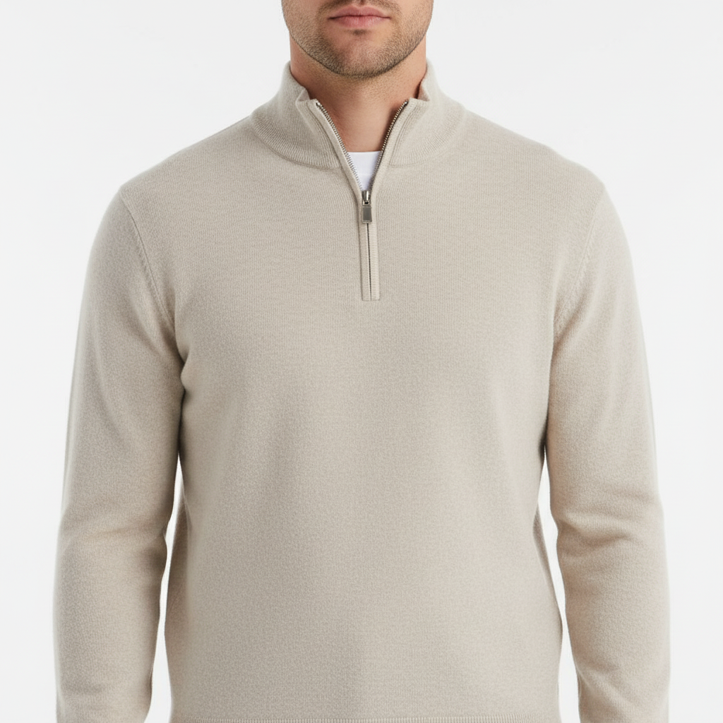 Men's Ribbed Collar Quarter Zip Jumper
