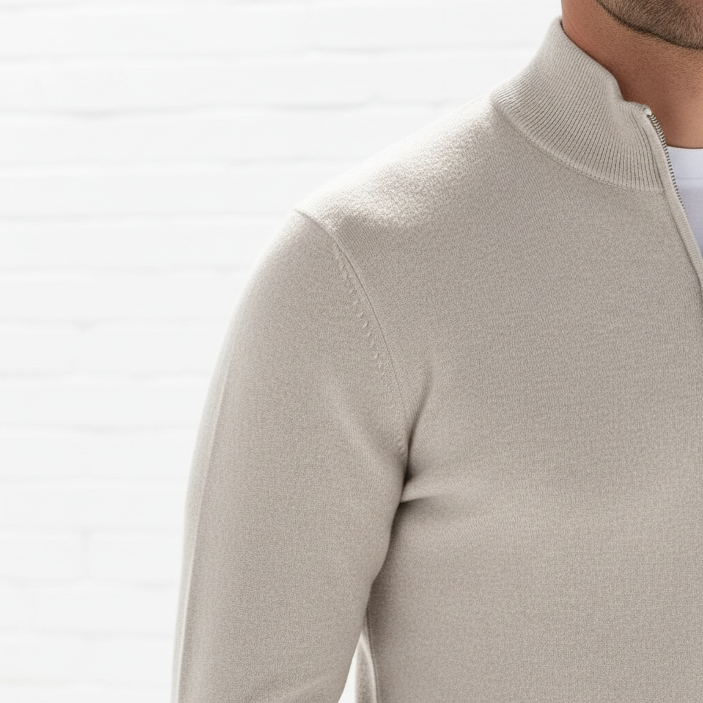 Men's Ribbed Collar Quarter Zip Jumper