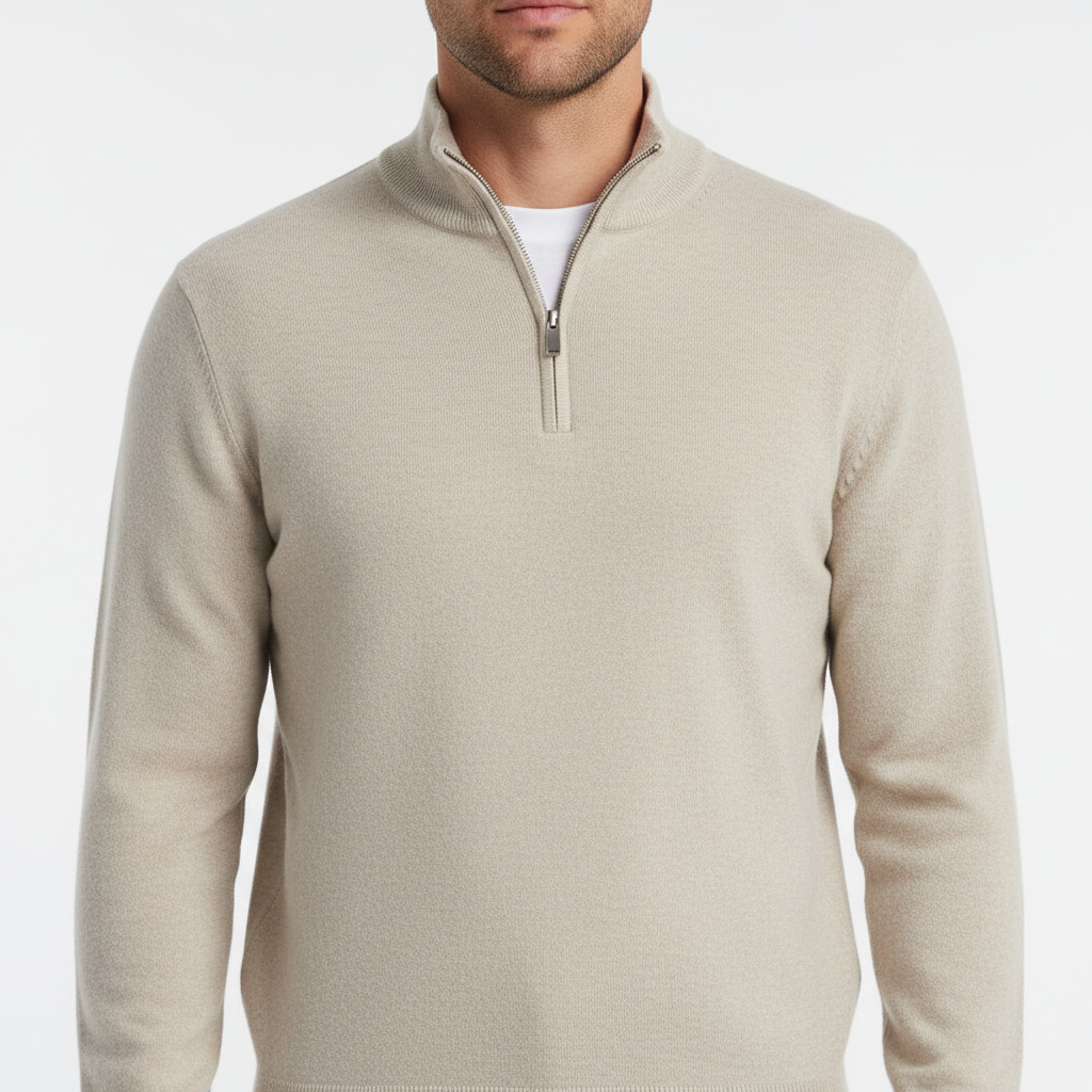 Men's Ribbed Collar Quarter Zip Jumper