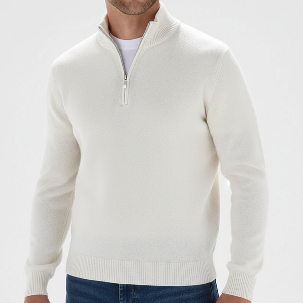 Men's Ribbed Collar Quarter Zip Jumper