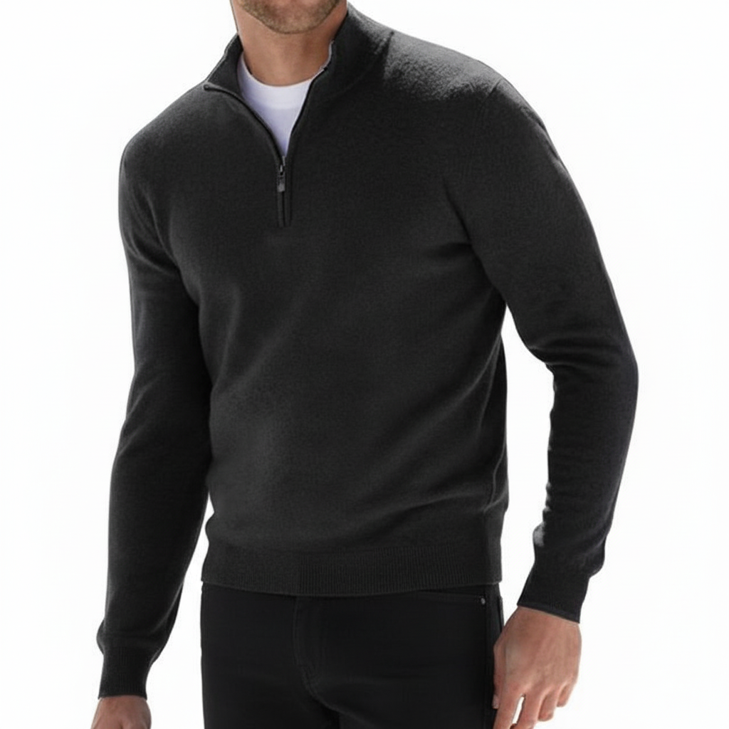 Men's Ribbed Collar Quarter Zip Jumper