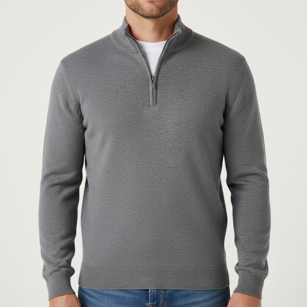 Men's Ribbed Collar Quarter Zip Jumper