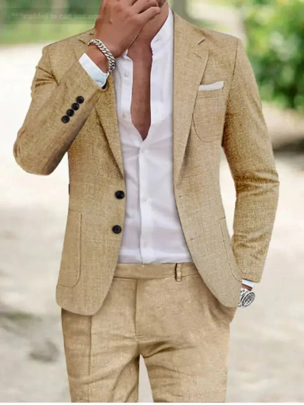 Men's Two-Button Linen Suit