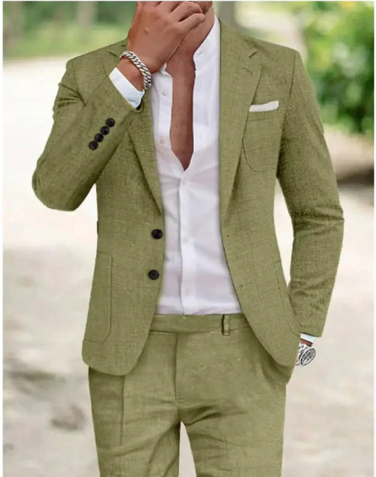 Men's Two-Button Linen Suit