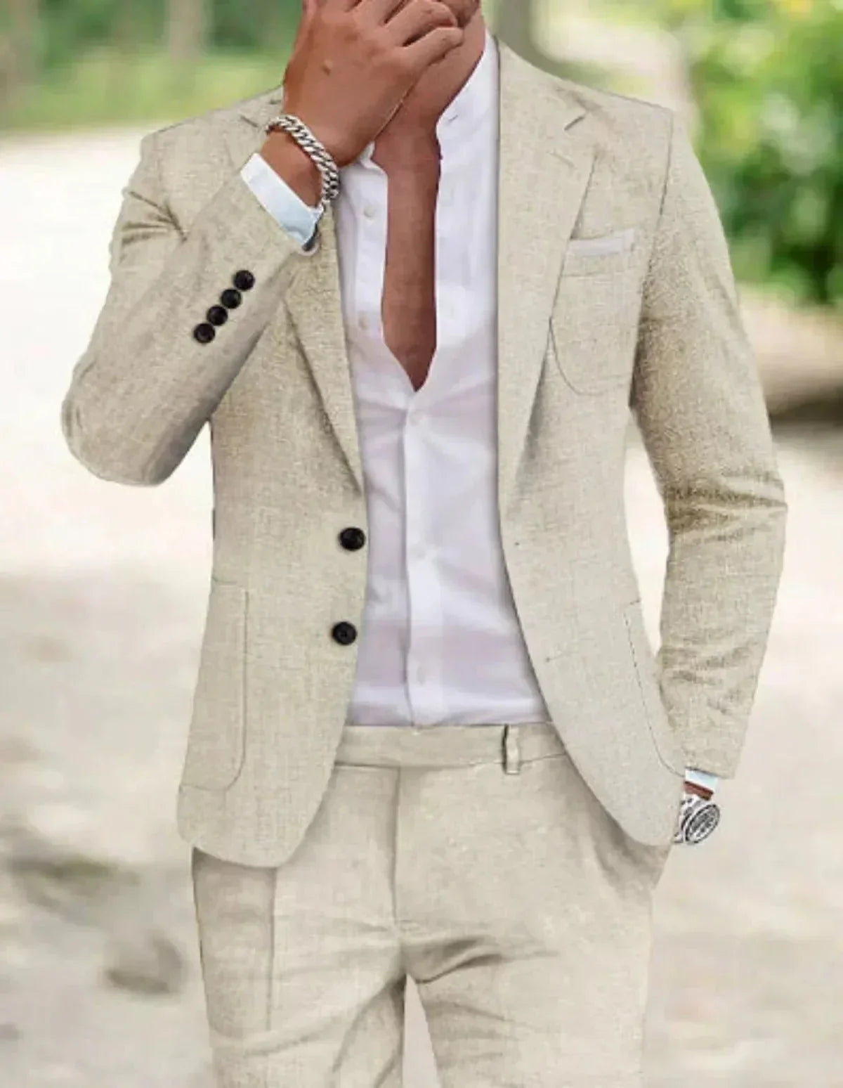 Men's Two-Button Linen Suit