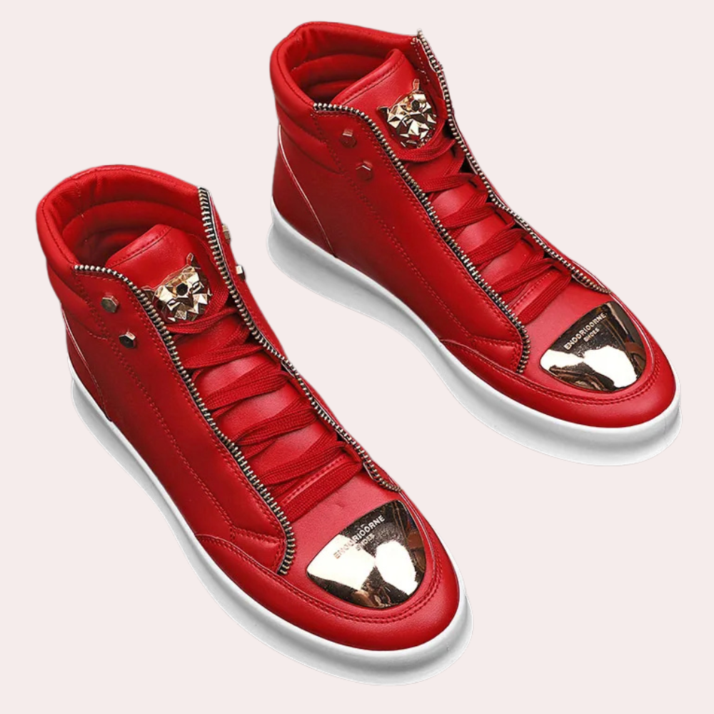 Men's Metallic Toe High-Top Trainers