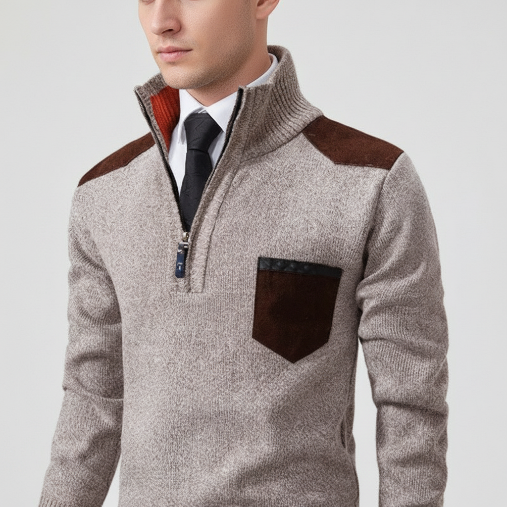 Men's Chest Pocket Quarter Zip Jumper