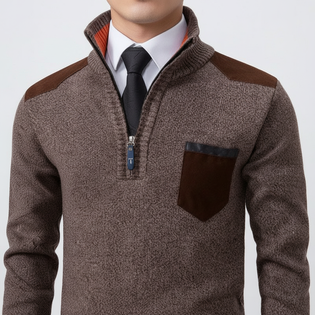 Men's Chest Pocket Quarter Zip Jumper