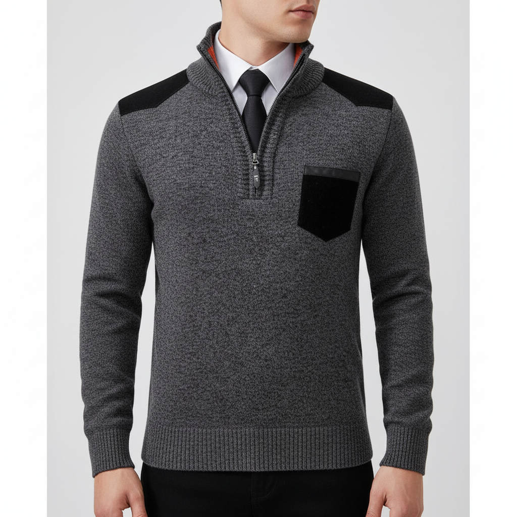 Men's Chest Pocket Quarter Zip Jumper