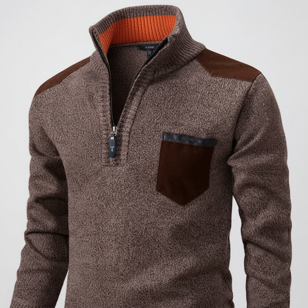 Men's Chest Pocket Quarter Zip Jumper