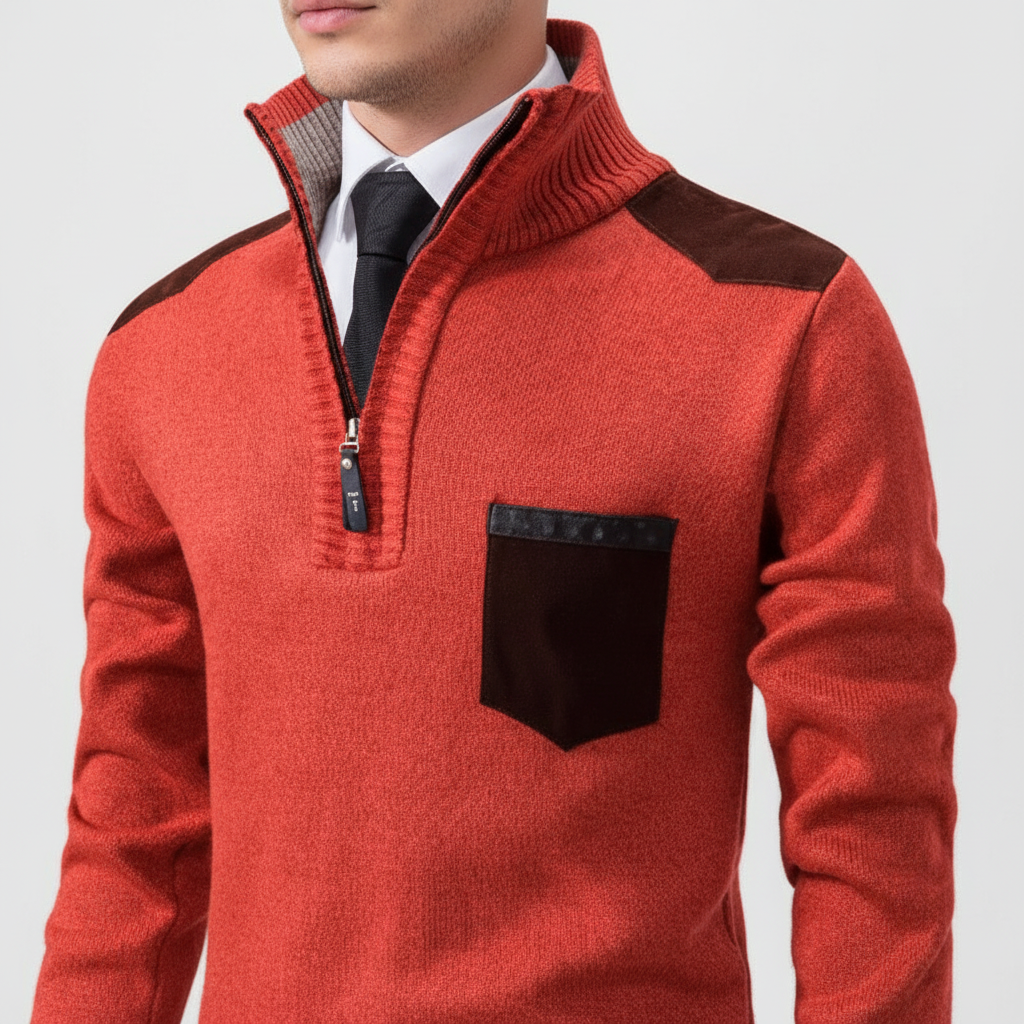 Men's Chest Pocket Quarter Zip Jumper