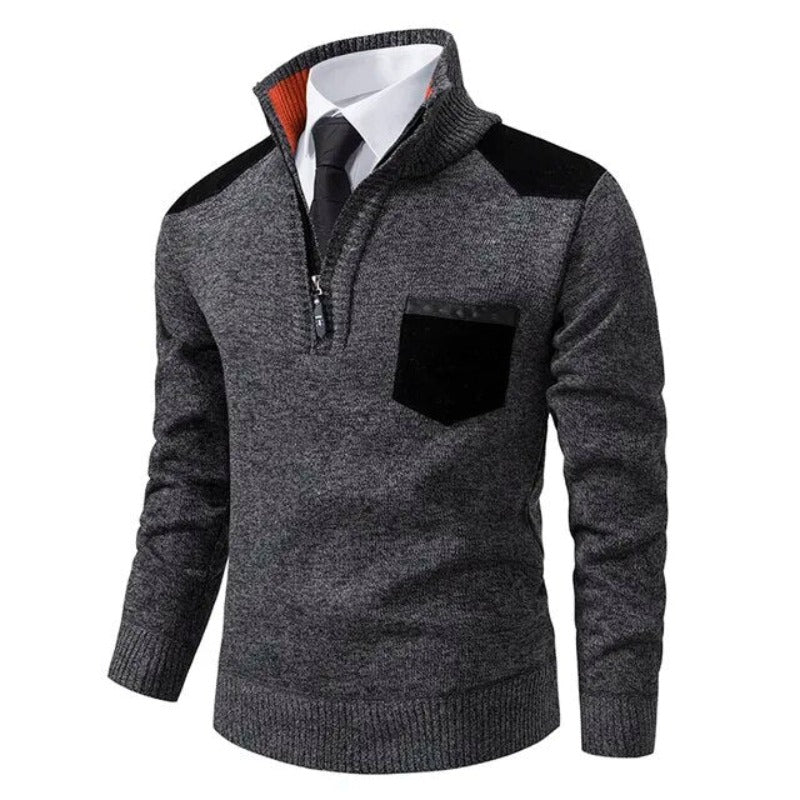 Men's Chest Pocket Quarter Zip Jumper
