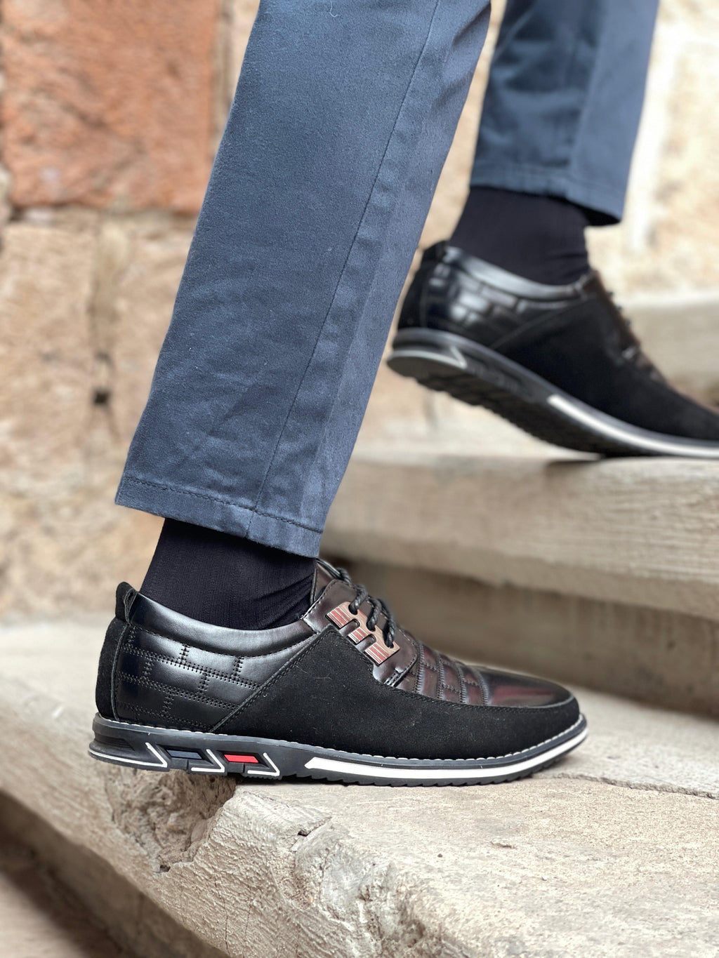 Men's Panelled Leather Lace-Ups