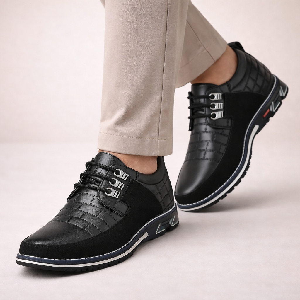 Men's Panelled Leather Lace-Ups
