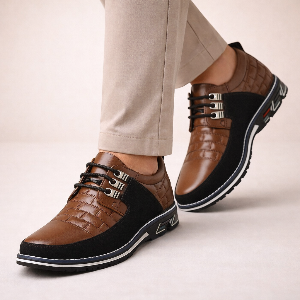 Men's Panelled Leather Lace-Ups