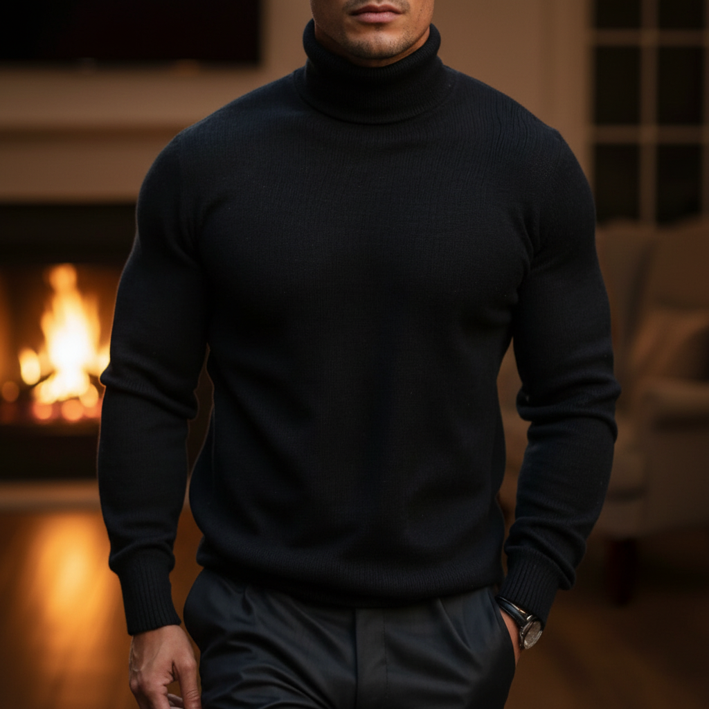 Men's Ribbed Roll Neck Jumper
