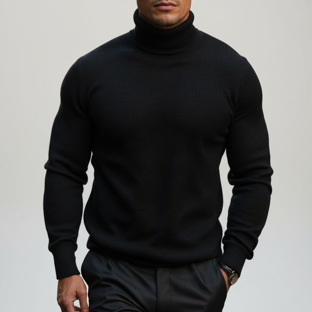 Men's Ribbed Roll Neck Jumper