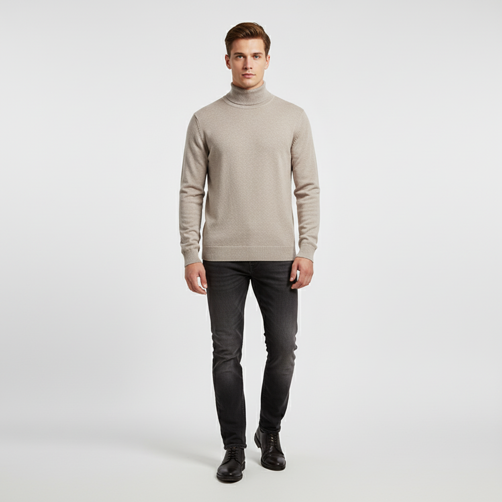 Men's Ribbed Roll Neck Jumper