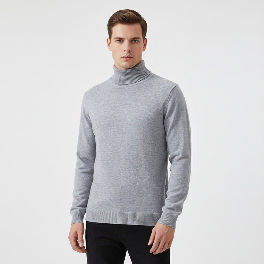 Men's Ribbed Roll Neck Jumper