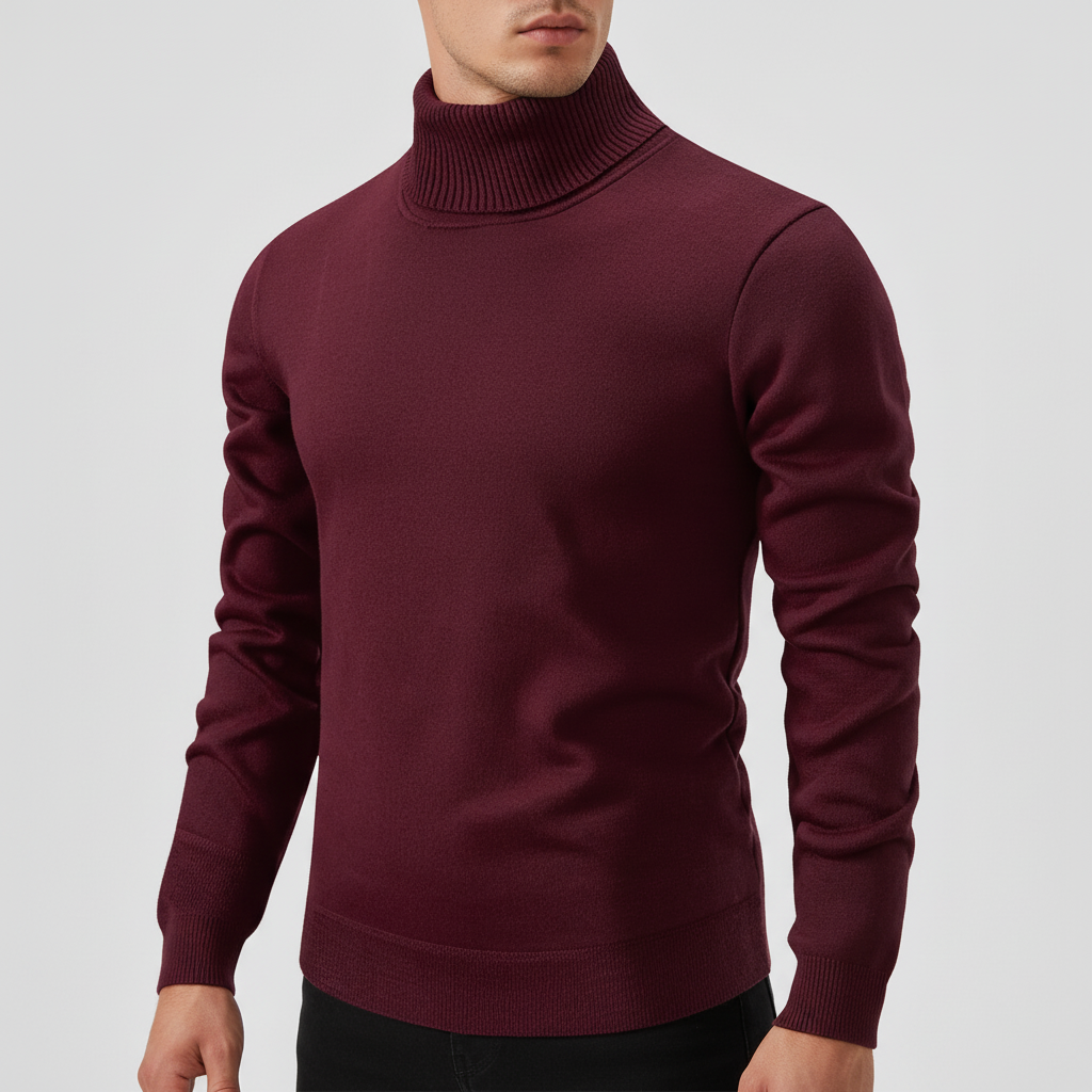 Men's Ribbed Roll Neck Jumper