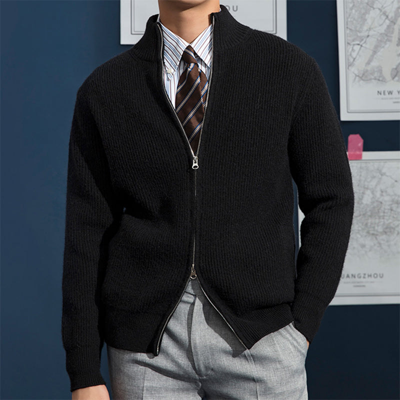 Men's Full Zip Ribbed Knit Cardigan
