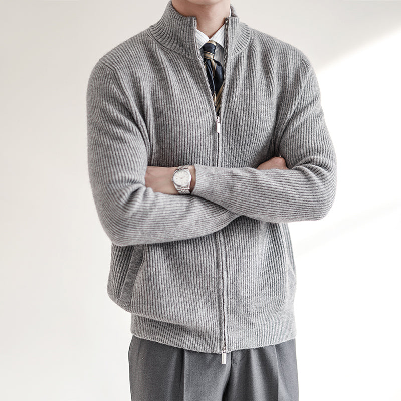 Men's Full Zip Ribbed Knit Cardigan