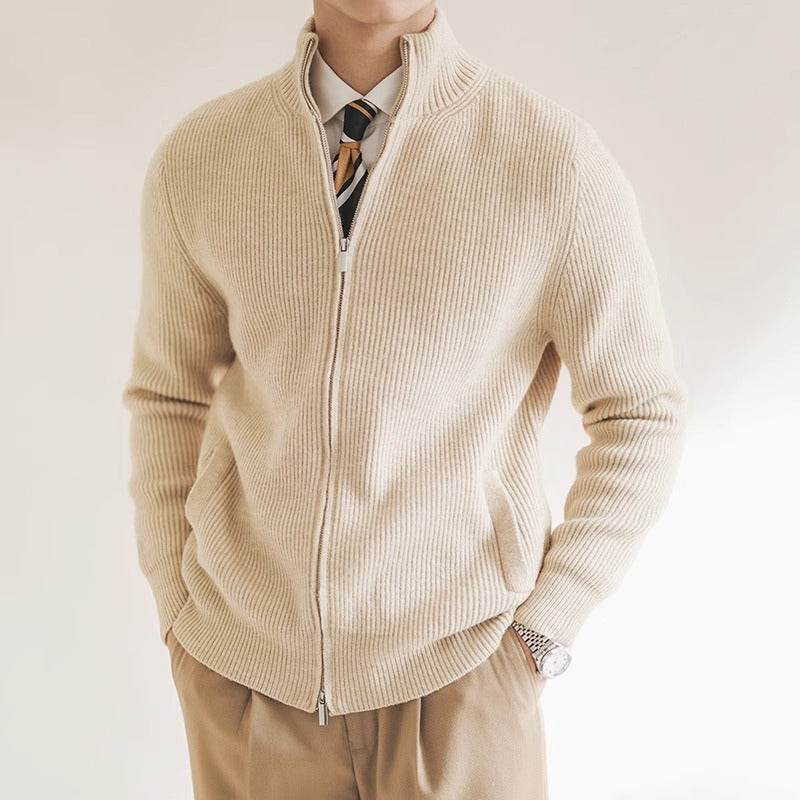 Men's Full Zip Ribbed Knit Cardigan