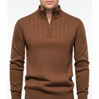 Men's Raised Collar Textured Jumper