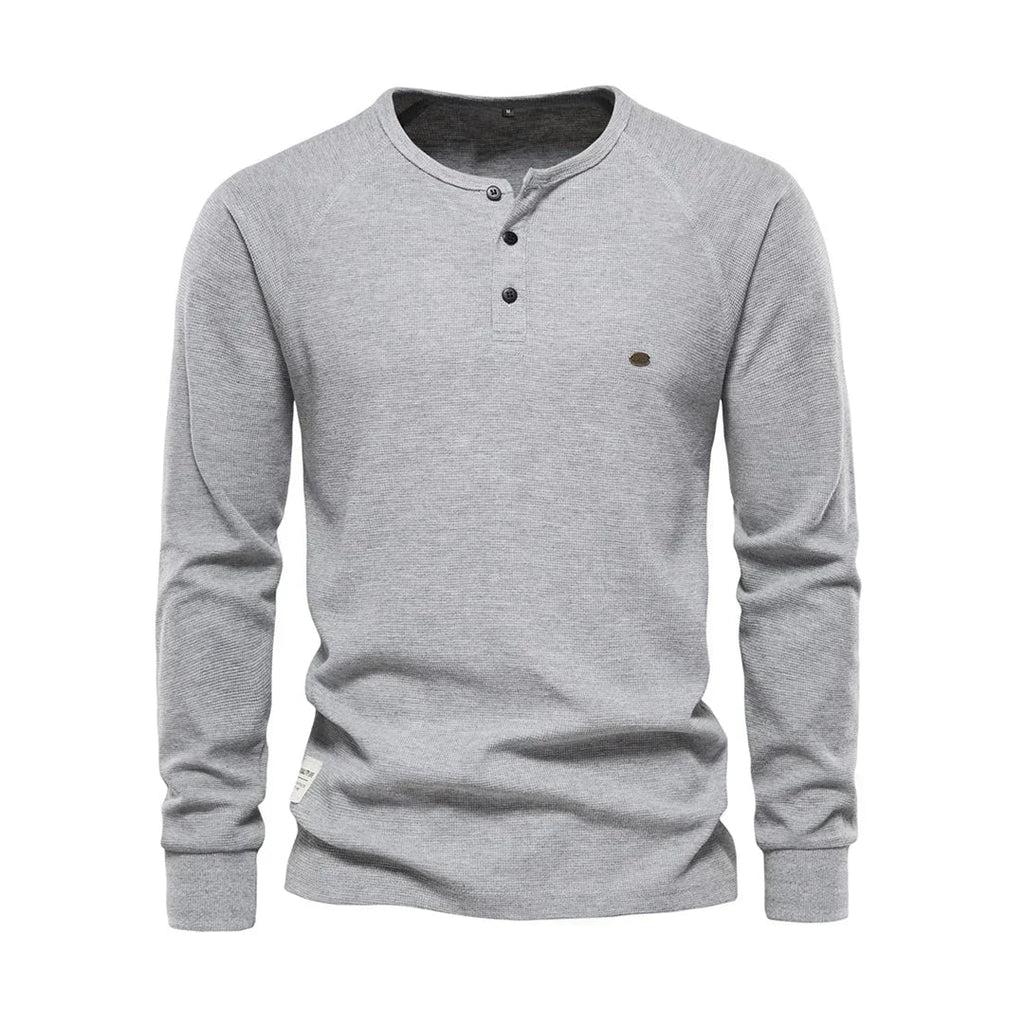 Men's Button Neck Long Sleeve Henley