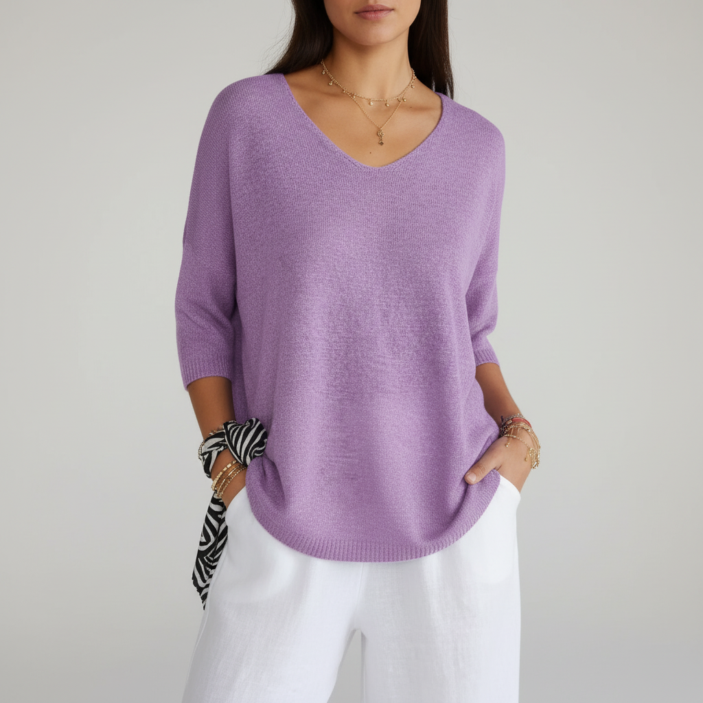 Women's Relaxed V-Neck Knit Top