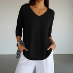 Women's Relaxed V-Neck Knit Top