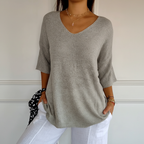 Women's Relaxed V-Neck Knit Top