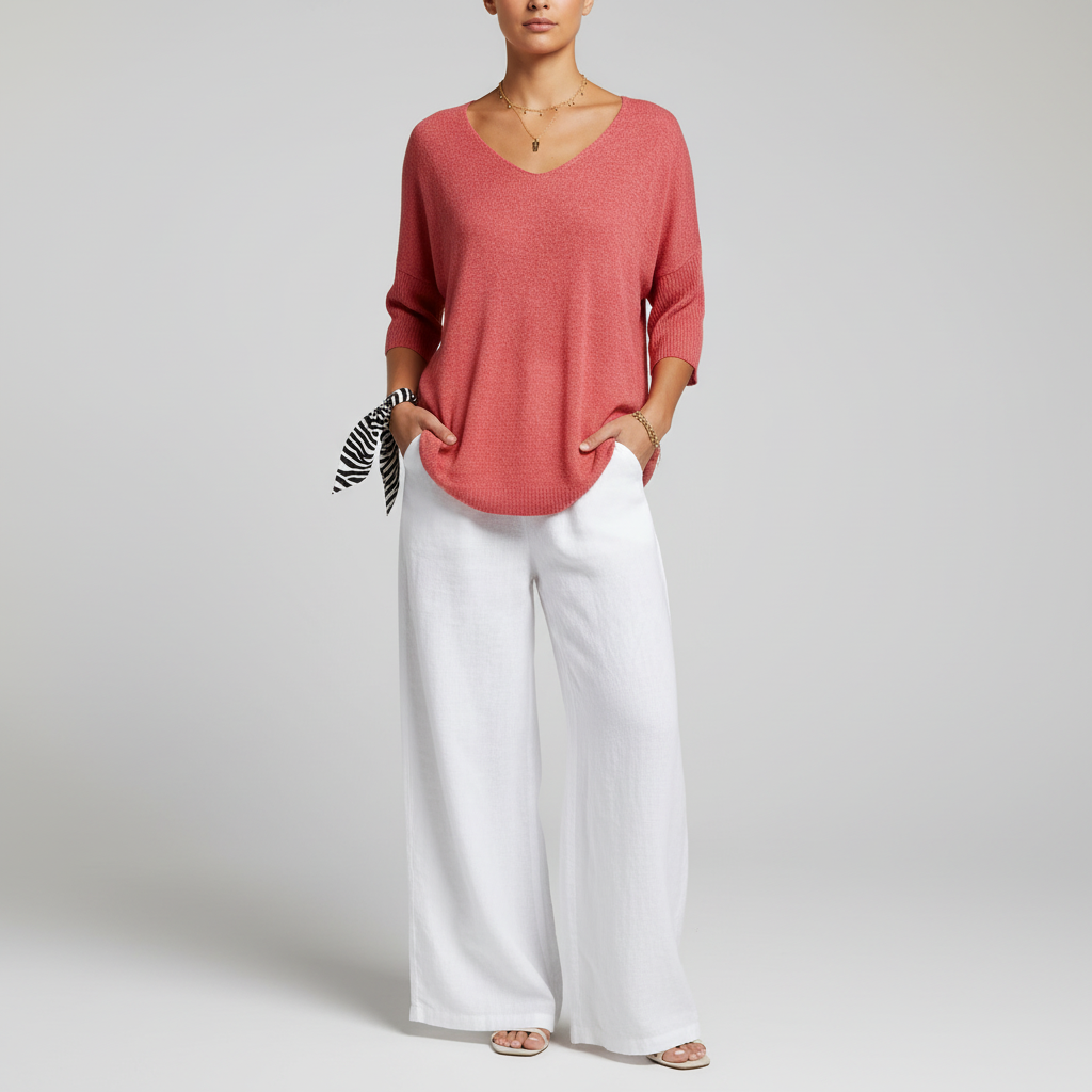 Women's Relaxed V-Neck Knit Top