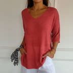 Women's Relaxed V-Neck Knit Top