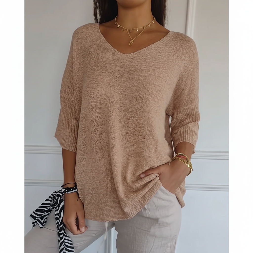 Women's Relaxed V-Neck Knit Top