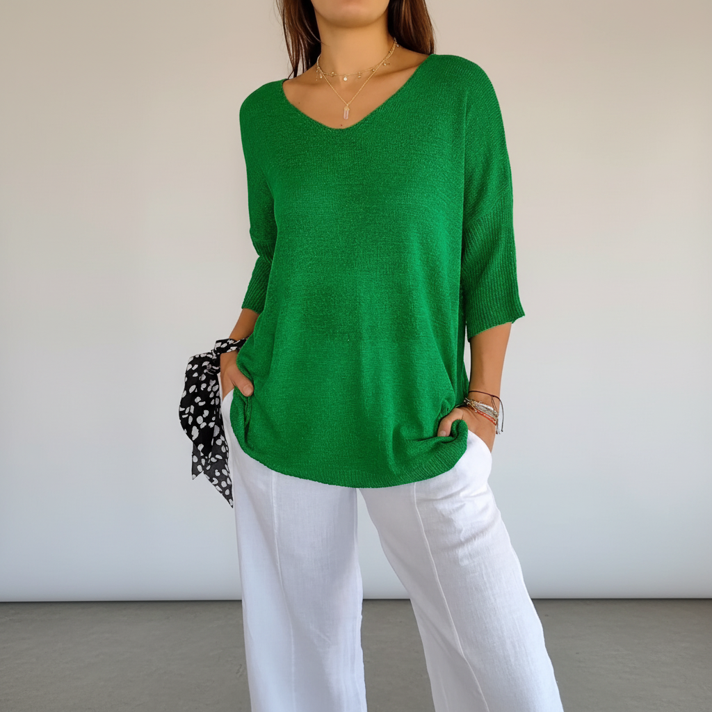 Women's Relaxed V-Neck Knit Top