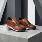 Men's Suede Panel Leather Trainers