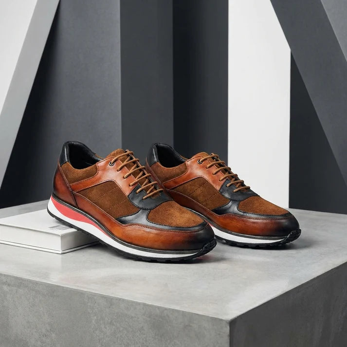 Men's Suede Panel Leather Trainers