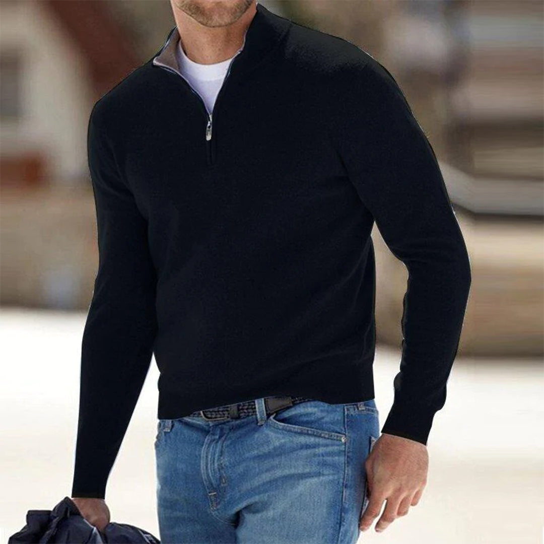 Men's Raised Collar Quarter Zip Jumper