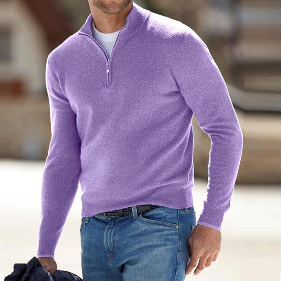 Men's Raised Collar Quarter Zip Jumper