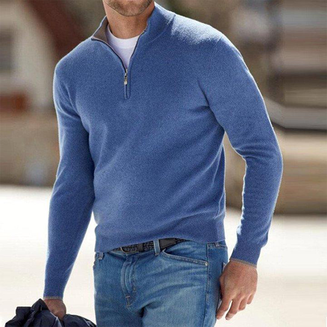 Men's Raised Collar Quarter Zip Jumper