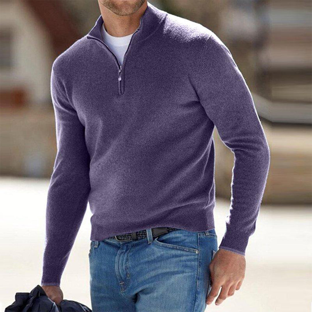 Men's Raised Collar Quarter Zip Jumper