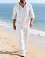 Men's Hooded Henley Lounge Set