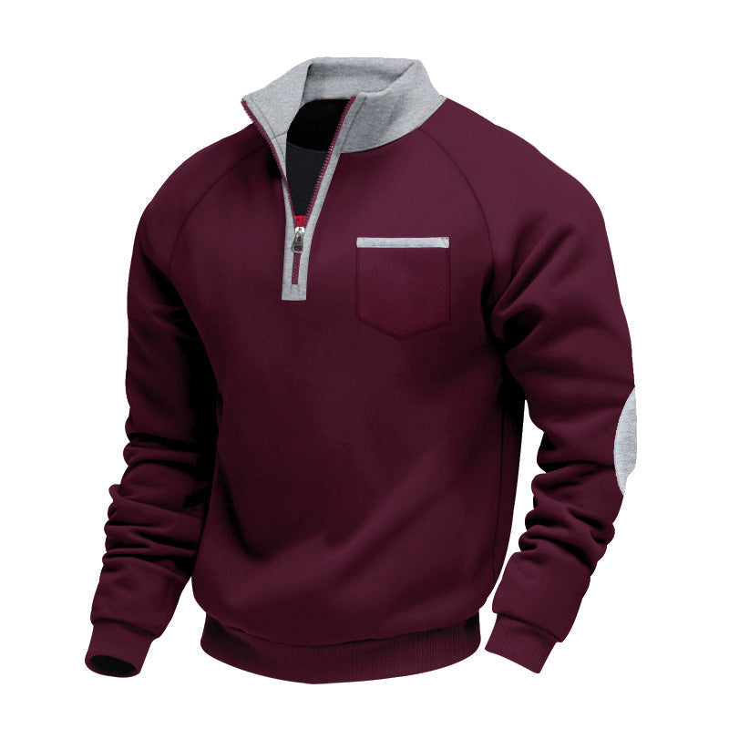 Men's Quarter Zip Stand Collar Sweatshirt