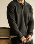 Men's Ribbed Polo Neck Jumper