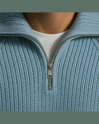 Men's Half Zip Wide Collar Jumper